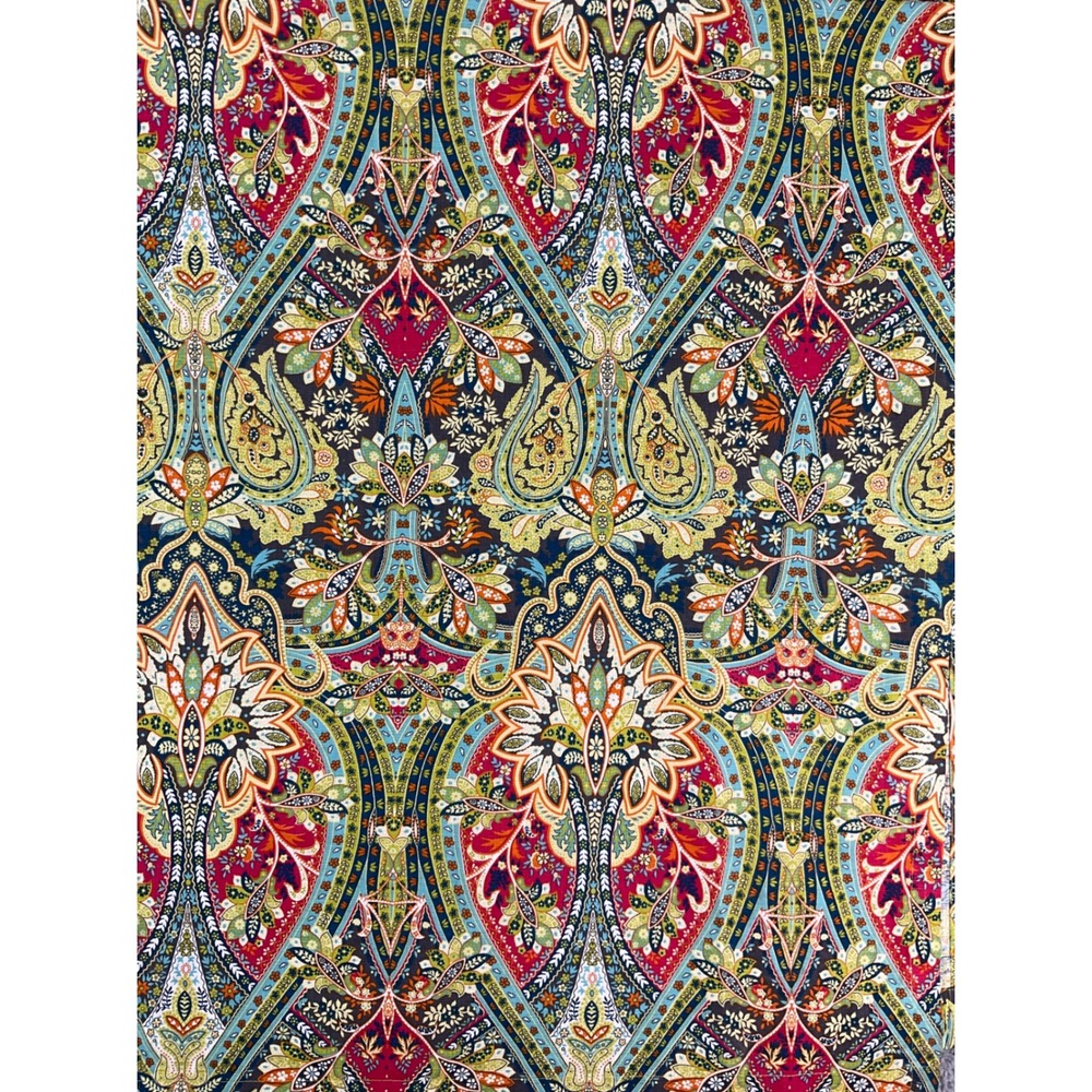 World Market Alessia Shower Curtain 72x72 Multicolor Paisley Boho Floral Cotton